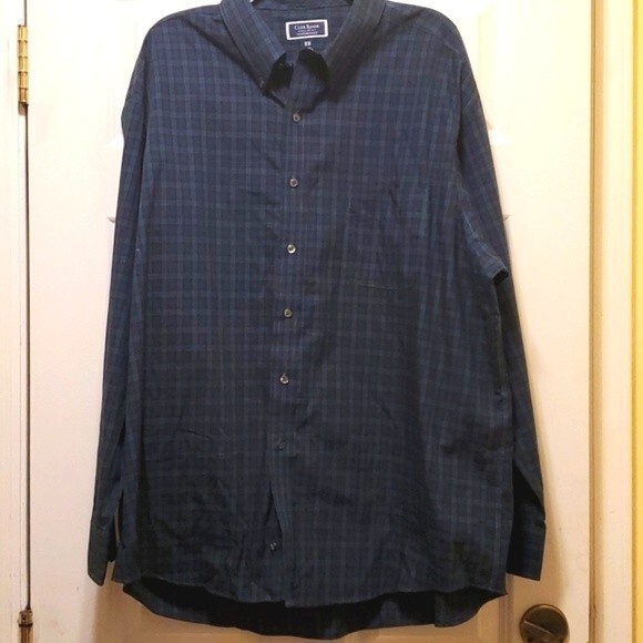 CLUB ROOM PERFORMANCE BLACKWATCH PLAID COTTON  BUTTON UP SHIRT 18.5 34/35  MEN - Picture 6 of 9